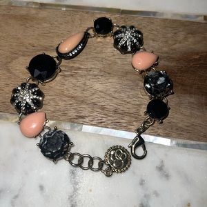 Glass Black, Salmon and Gold Bracelet